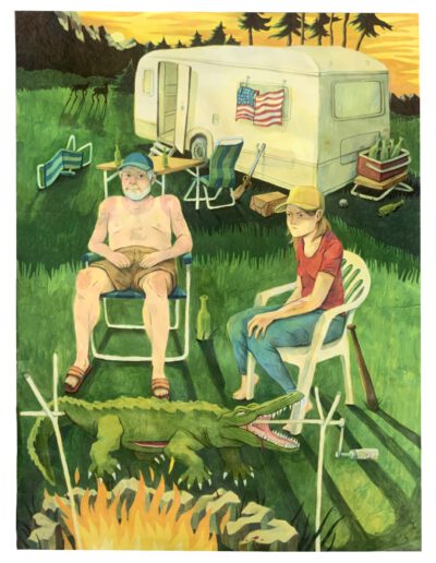 American Roast, acryl, potlood, balpen. Sosse Serpenti, 2025